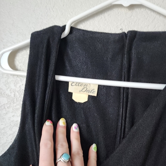 ELLEN DALE x VINTAGE 70s smocked waist jumpsuit in black - Picture 3 of 6